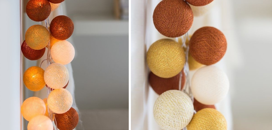 Гирлянда хлопковые фонарики Сotton Ball Gold-Copper - Loft-Concept в Волгограде