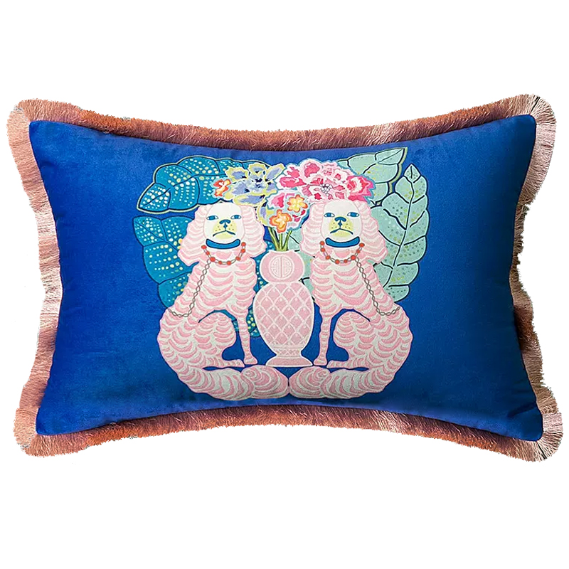 Декоративная подушка Two Dogs on Blue Long Cushion Синий Мульти Декоративная подушка Two Dogs on Blue Long Cushion Синий Мульти в Волгограде | Loft Concept