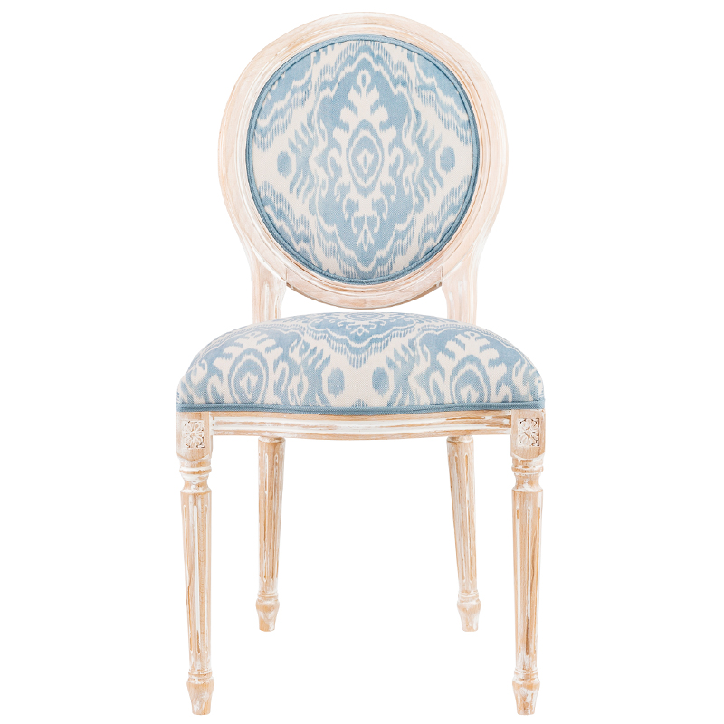 Мягкий стул со светло-голубым узором Ikat Pattern 2 Бежевый Голубой в Волгограде | Loft Concept 