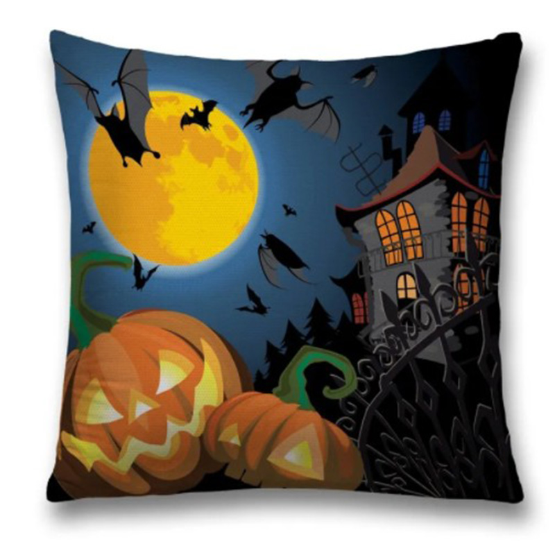Подушка Halloween Spooky Night Черный Оранжевый Синий в Волгограде | Loft Concept 