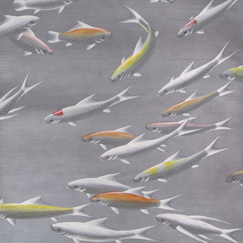 Обои ручная роспись Fishes Koi on Flash metallic Xuan paper  в Волгограде | Loft Concept 