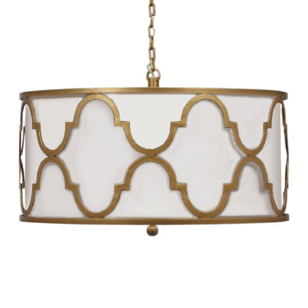 Люстра White Shade Gold Quatrefoil Overlay Drum Pendant  в Волгограде | Loft Concept 