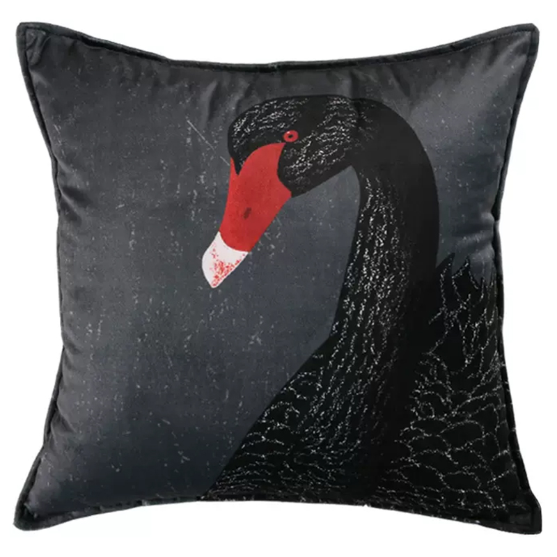 Декоративная подушка Black Swan II Cushion Черная Черный Серый Красный Декоративная подушка Black Swan II Cushion Черная Черный Серый Красный в Волгограде | Loft Concept