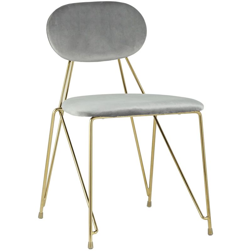 Стул Alice Chair Светло-Серый Велюр Серый Золотой Стул Alice Chair Светло-Серый Велюр Серый Золотой в Волгограде | Loft Concept