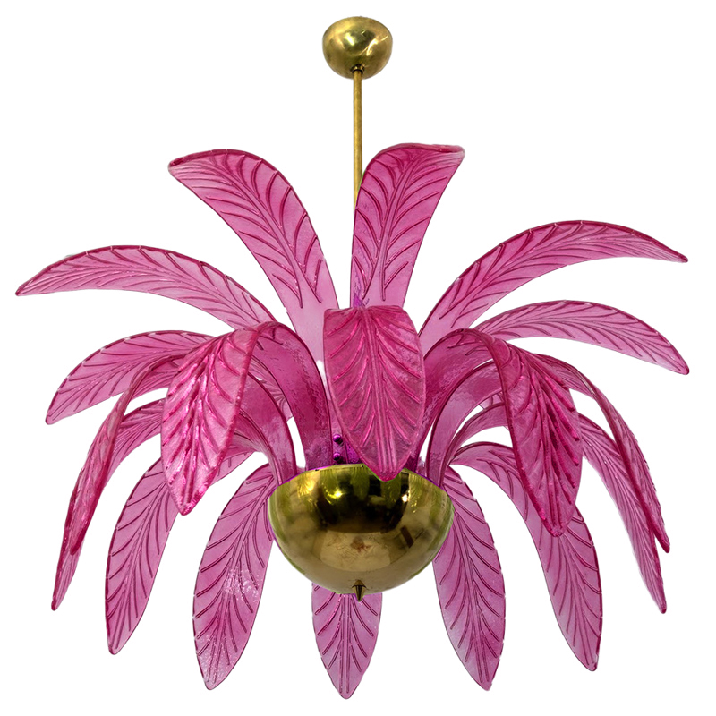 Люстра Modern Chandelier Palm Pink Стеклянные Листья Пальмы  Золотой Лиловый в Волгограде | Loft Concept 