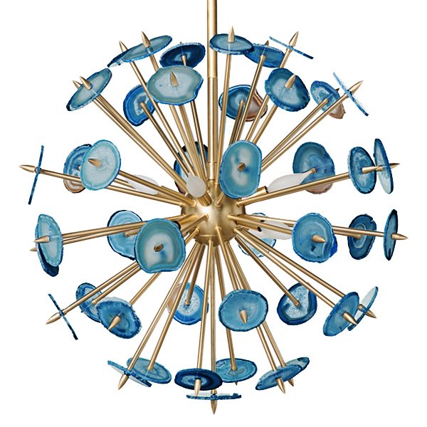 Люстра Agate Burst Chandelier BLUE с синими агатами Синий Латунь Люстра Agate Burst Chandelier BLUE с синими агатами Синий Латунь в Волгограде | Loft Concept