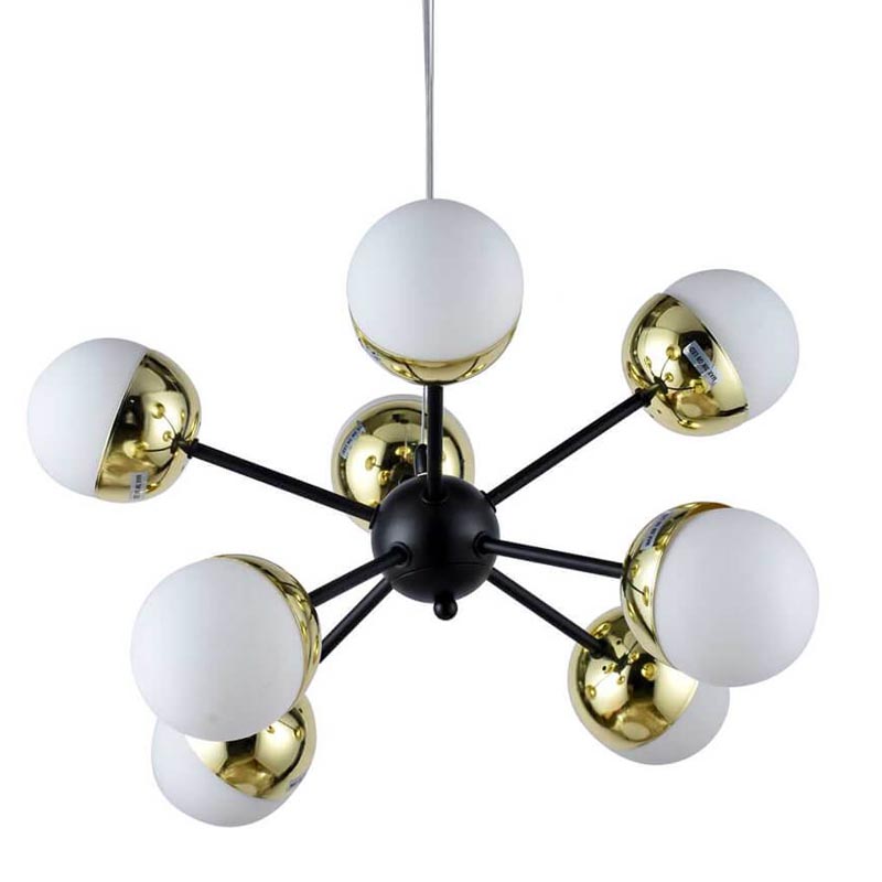 Люстра Sputnik White and Gold Globe Chandelier 8 Черный Золотой Белый Люстра Sputnik White and Gold Globe Chandelier 8 Черный Золотой Белый в Волгограде | Loft Concept