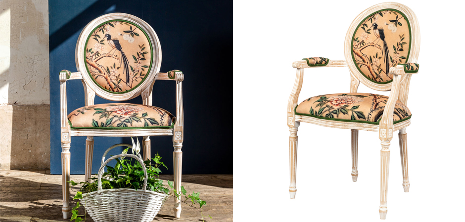 Стул с подлокотниками Beige and Green Chinoiserie Chair Стул с подлокотниками Beige and Green Chinoiserie Chair - Loft-Concept в Волгограде