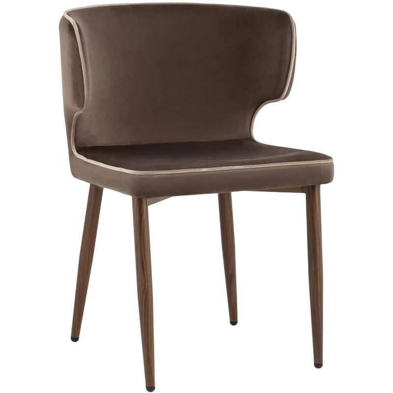 Стул Mateo Chair Коричневый Велюр с Белым Кантом Коричневый Стул Mateo Chair Коричневый Велюр с Белым Кантом Коричневый в Волгограде | Loft Concept