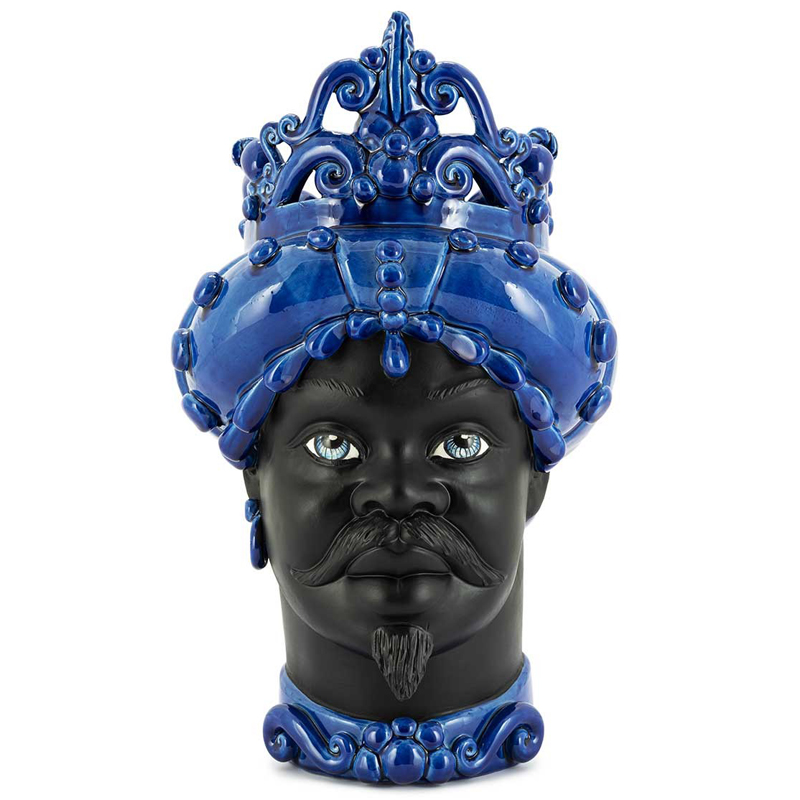 Ваза VASE MORO MAN MED. MAT Blue Черный Синий Ваза VASE MORO MAN MED. MAT Blue Черный Синий в Волгограде | Loft Concept