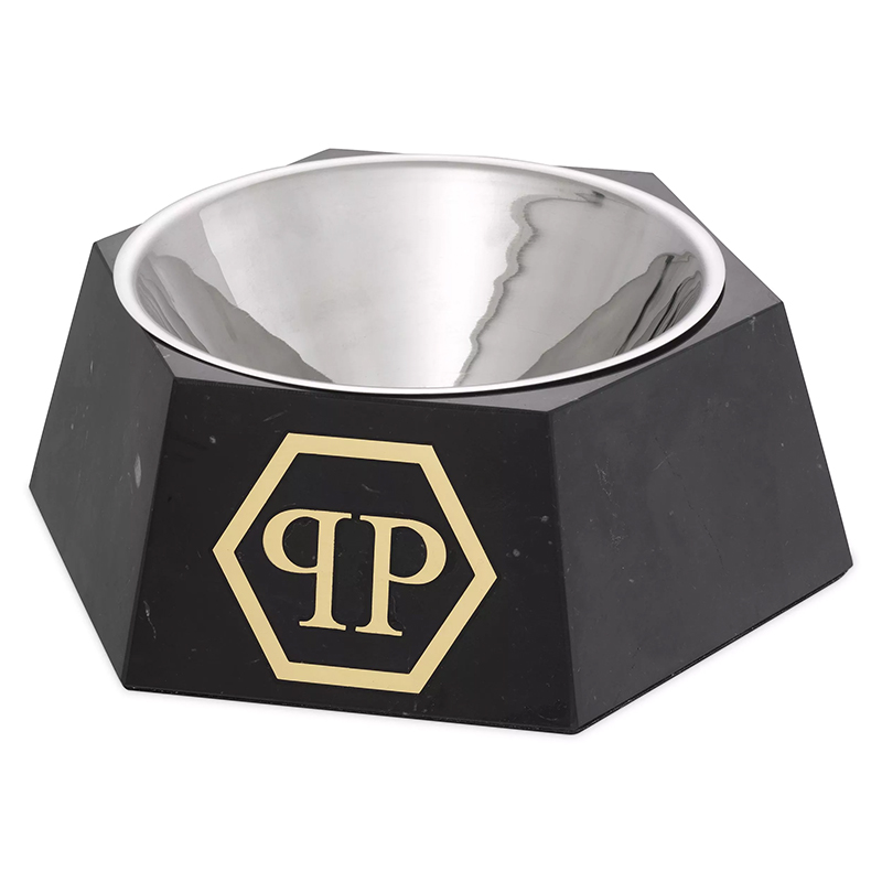 Миска для корма Philipp Plein Dog Food bowl Nice XL Black Черный Мрамор Nero Сталь Золотой Миска для корма Philipp Plein Dog Food bowl Nice XL Black Черный Мрамор Nero Сталь Золотой в Волгограде | Loft Concept
