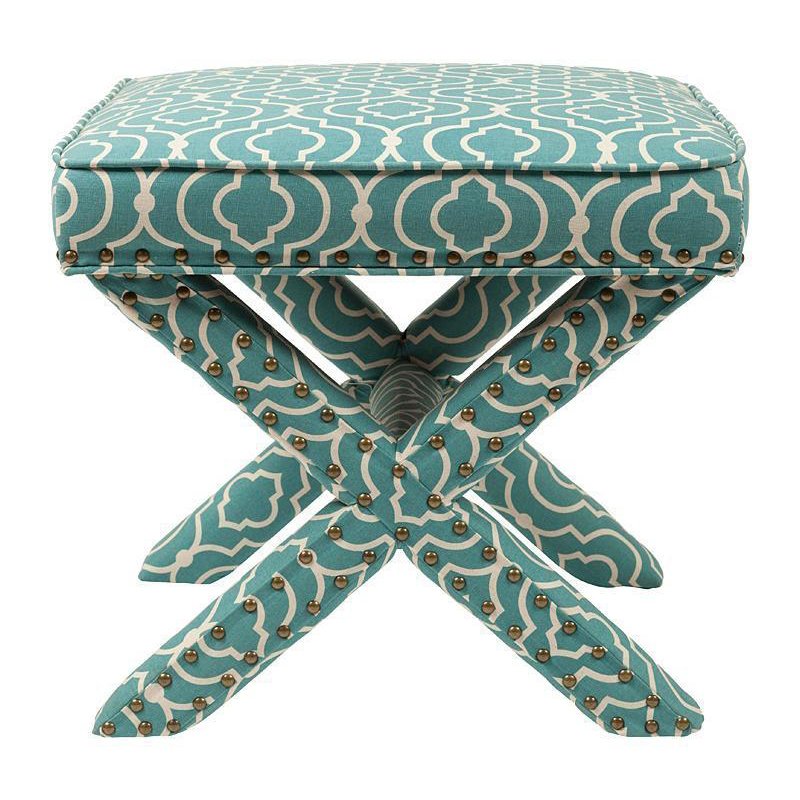 Пуф Turquoise Ornament Бирюзовый Белый Пуф Turquoise Ornament Бирюзовый Белый в Волгограде | Loft Concept