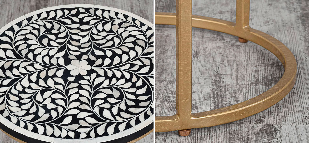 Столик с инкрустацией круглая столешница Agata - фото