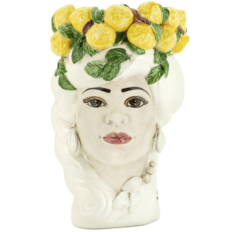 Ваза Vase Lemon Head Lady White Белый Желтый Зеленый Ваза Vase Lemon Head Lady White Белый Желтый Зеленый в Волгограде | Loft Concept