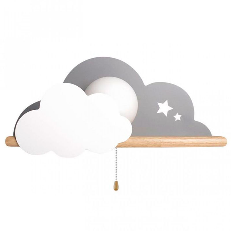 Бра с деревянной полкой серое Облако Wall Lamp Grey Cloud Серый Древесина Бра с деревянной полкой серое Облако Wall Lamp Grey Cloud Серый Древесина в Волгограде | Loft Concept