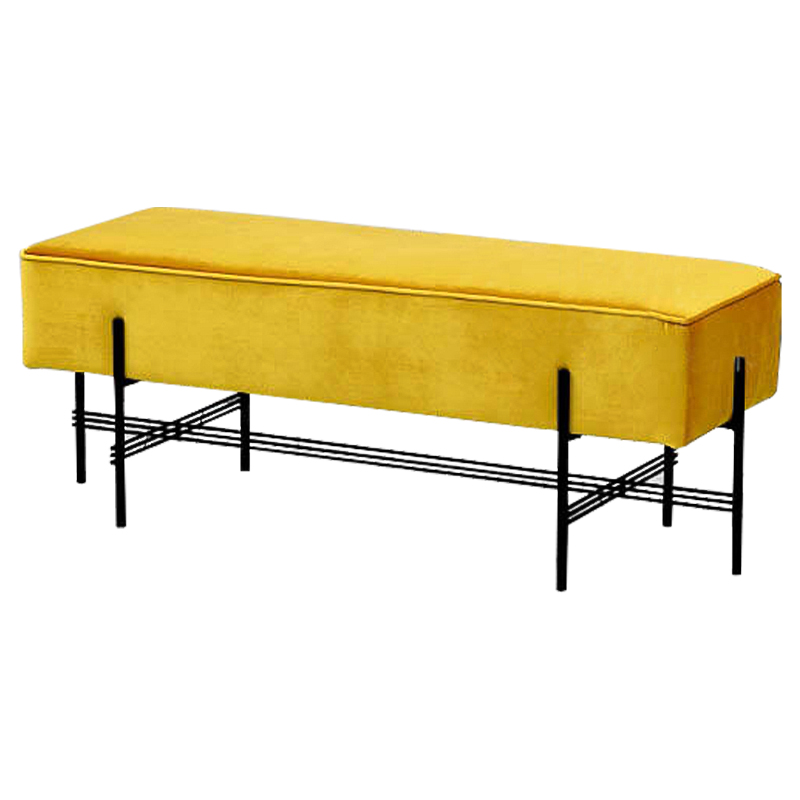 Банкетка желтая велюровая Sanjay Velour Banquet Yellow Желтый Черный Банкетка желтая велюровая Sanjay Velour Banquet Yellow Желтый Черный в Волгограде | Loft Concept