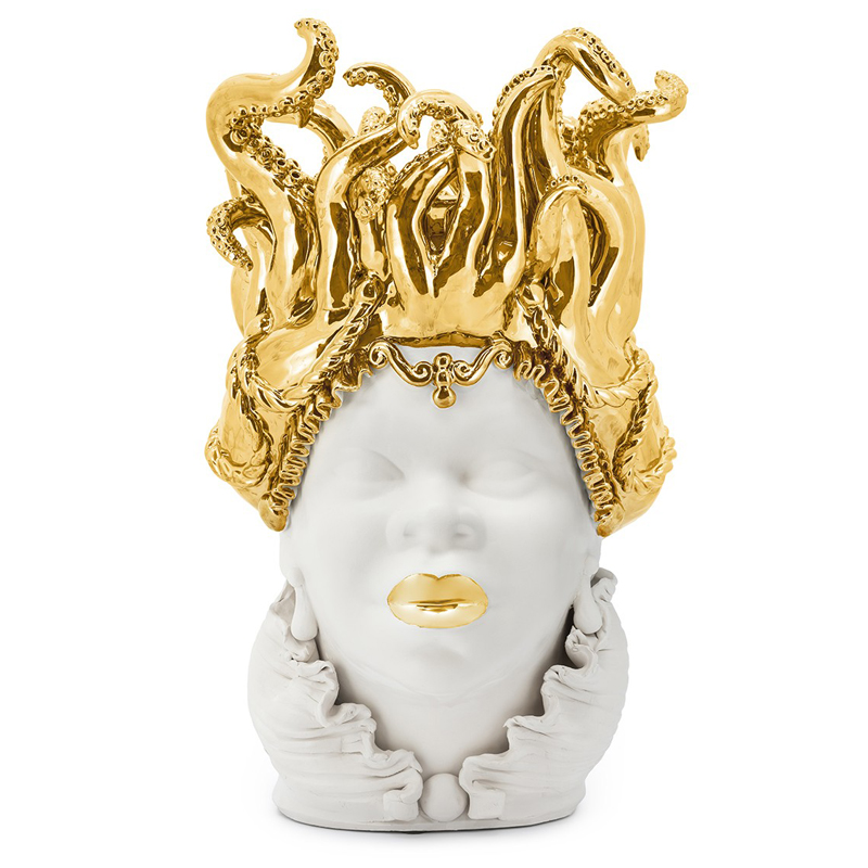Ваза VASE MORO LADY TENTACLES Белый Глянцевое золото Ваза VASE MORO LADY TENTACLES Белый Глянцевое золото в Волгограде | Loft Concept