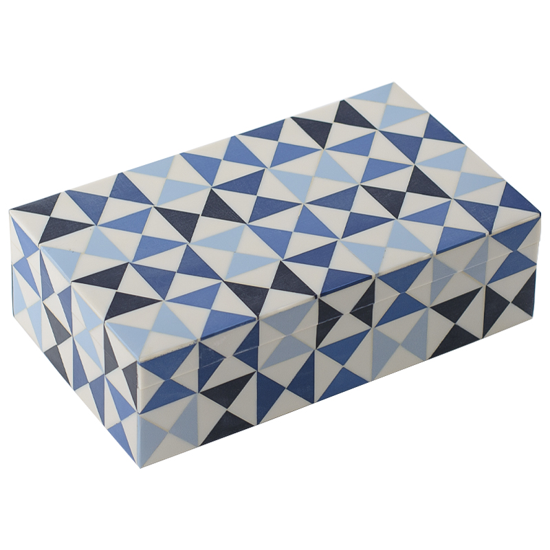 Шкатулка Small Triangles Blue Bone Inlay Box Голубой Синий Белый Шкатулка Small Triangles Blue Bone Inlay Box Голубой Синий Белый в Волгограде | Loft Concept