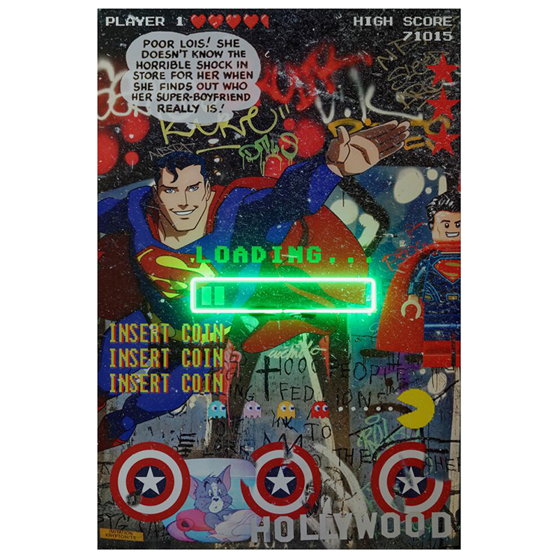 Дизайнерский Неоновый Постер Супермен Superman Loading Мульти Дизайнерский Неоновый Постер Супермен Superman Loading Мульти в Волгограде | Loft Concept