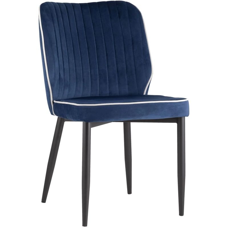 Стул Lawrence Chair Синий Велюр Белый кант Синий Белый Черный Стул Lawrence Chair Синий Велюр Белый кант Синий Белый Черный в Волгограде | Loft Concept