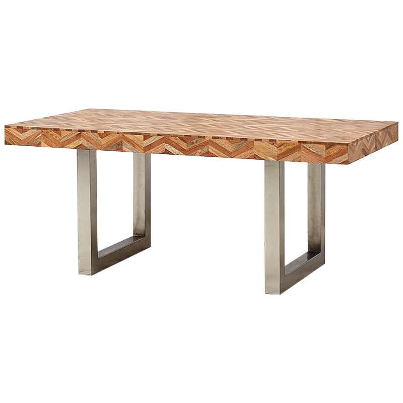 Обеденный стол Chevron Dining Table Древесина Коричневый Хром Обеденный стол Chevron Dining Table Древесина Коричневый Хром в Волгограде | Loft Concept