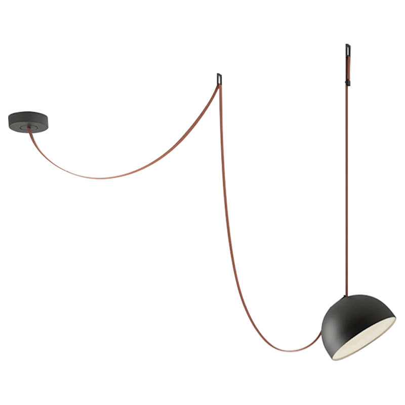 Vibia PLUSMINUS Подвесной светодиодный светильник c черным абажуром на красном текстильном тросе Коричневый Черный Vibia PLUSMINUS Подвесной светодиодный светильник c черным абажуром на красном текстильном тросе Коричневый Черный в Волгограде | Loft Concept