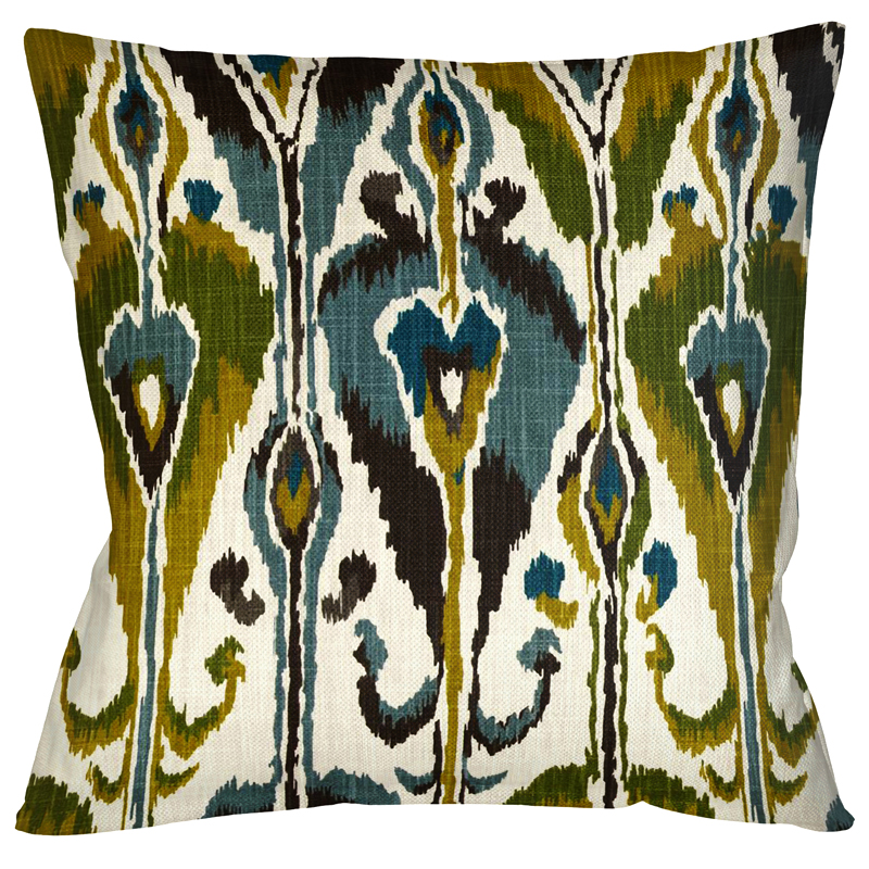 Декоративная подушка Ikat Pattern с бежевой оборотной стороной Темно-синий Декоративная подушка Ikat Pattern с бежевой оборотной стороной Темно-синий в Волгограде | Loft Concept