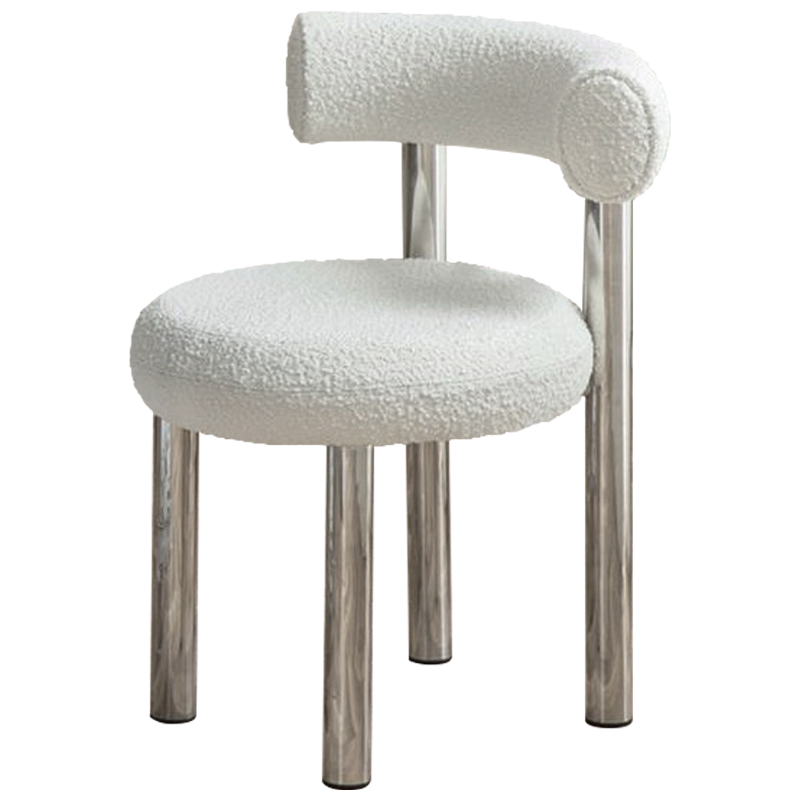 Стул Ellias White Boucle Chair Белый Хром Стул Ellias White Boucle Chair Белый Хром в Волгограде | Loft Concept