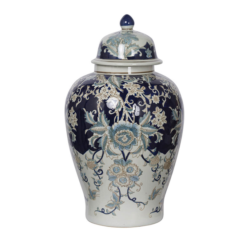 Ваза с крышкой Blue & White Ornament Vase 59 Белый Синий Ваза с крышкой Blue & White Ornament Vase 59 Белый Синий в Волгограде | Loft Concept