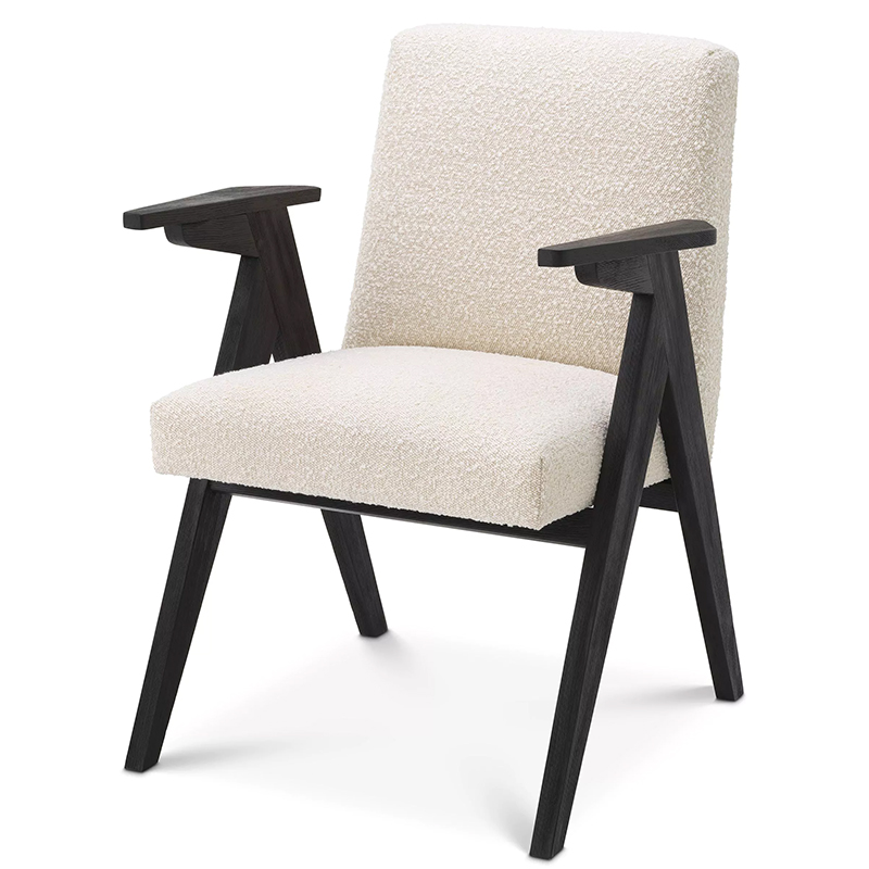 Стул Eichholtz Dining Chair Bobo Boucle Кремовый Черный Стул Eichholtz Dining Chair Bobo Boucle Кремовый Черный в Волгограде | Loft Concept