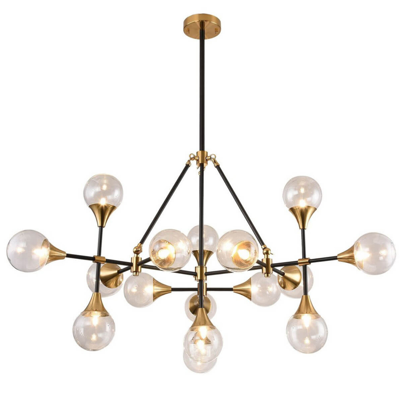 Люстра Baton Chandelier 16 Черный Прозрачное Стекло Латунь Люстра Baton Chandelier 16 Черный Прозрачное Стекло Латунь в Волгограде | Loft Concept