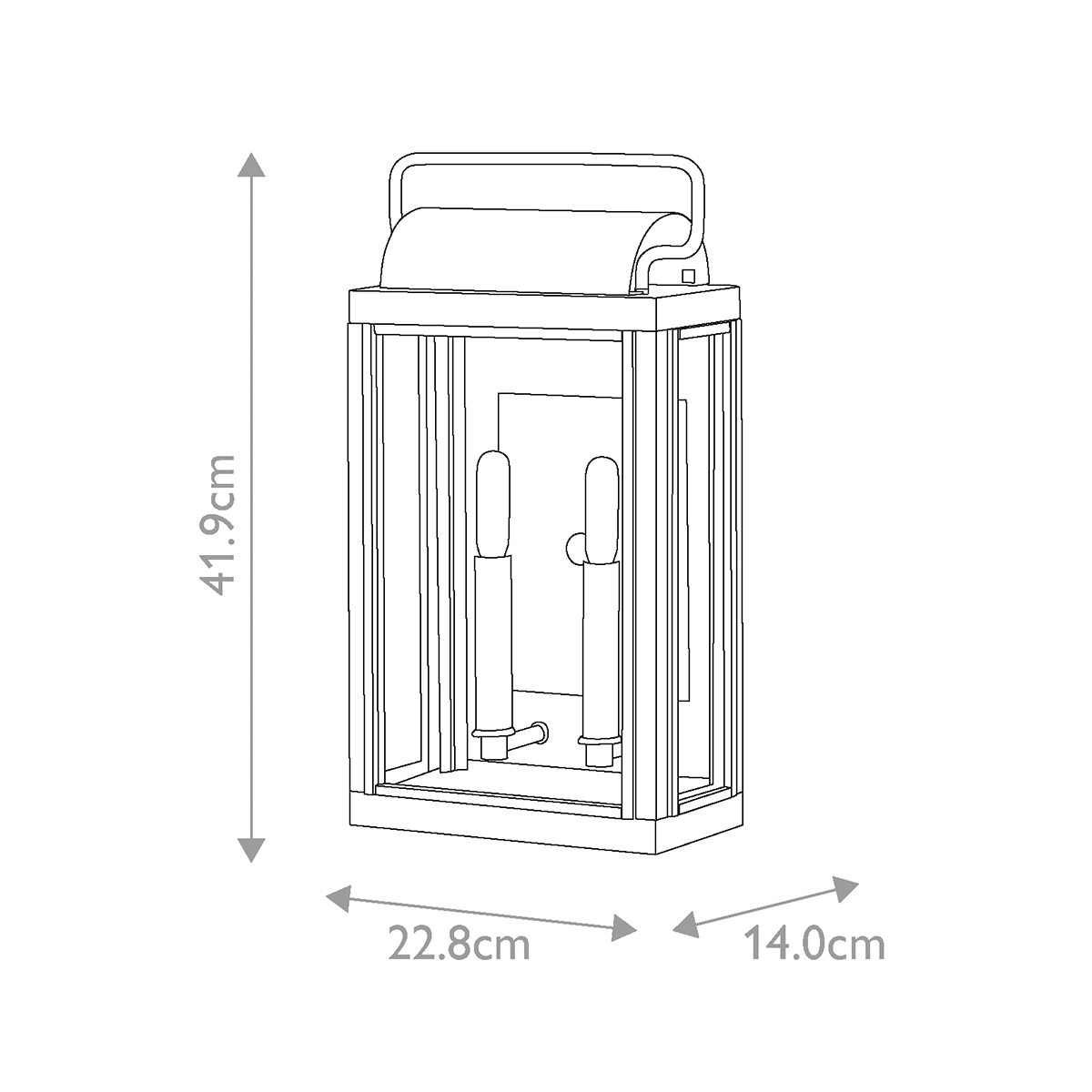 Настенный фонарь прямоугольной формы цвета состаренная латунь с двумя лампами Hinkley в Волгограде