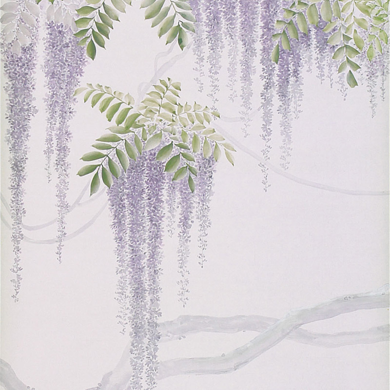 Обои в японском стиле Wisteria Lavender on Lilac Mica metallic Xuan paper  в Волгограде | Loft Concept 