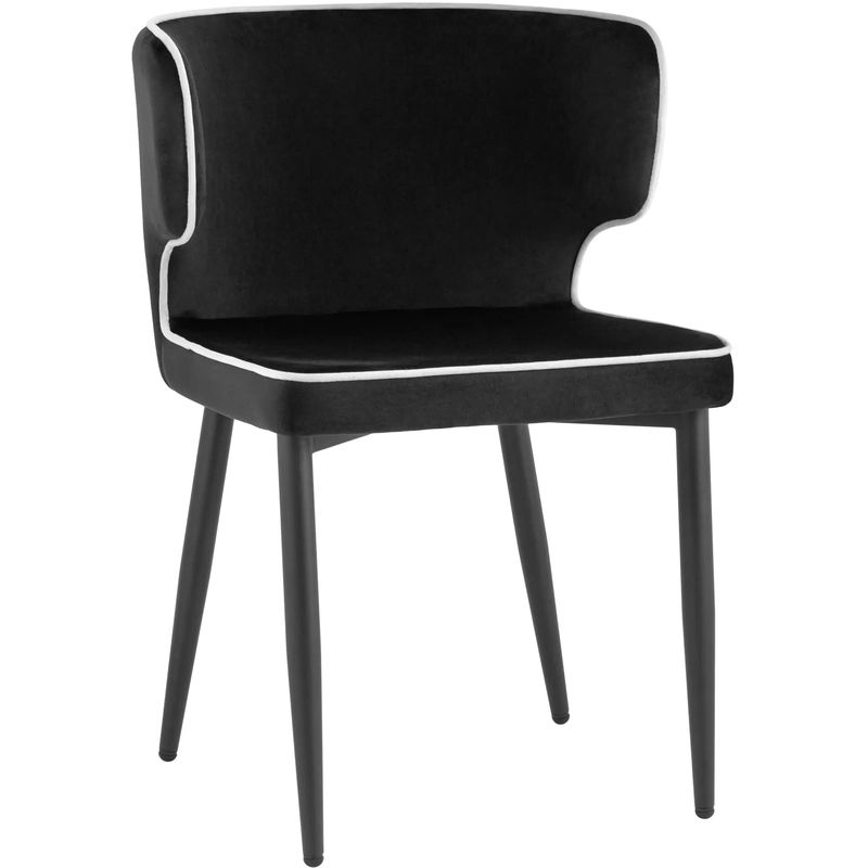Стул Mateo Chair Черный Велюр с Белым кантом Черный Белый Стул Mateo Chair Черный Велюр с Белым кантом Черный Белый в Волгограде | Loft Concept