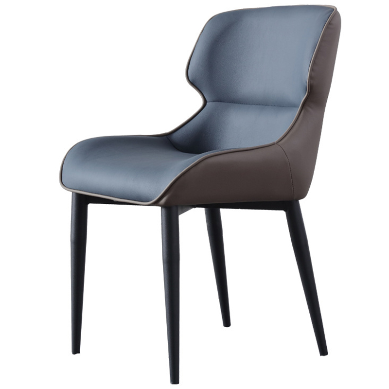 Стул с кожаной двухцветной обивкой Obrien Chair Blue and Grey Синий Серый Черный Стул с кожаной двухцветной обивкой Obrien Chair Blue and Grey Синий Серый Черный в Волгограде | Loft Concept