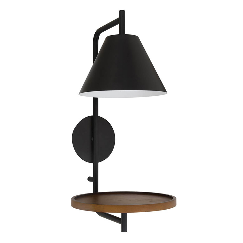 Бра с полкой Darko Wall Lamp Черный Древесина Бра с полкой Darko Wall Lamp Черный Древесина в Волгограде | Loft Concept