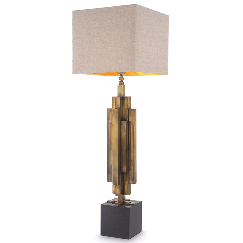 Настольная лампа Eichholtz Table Lamp Ellis Brass Черный Винтажная латунь Бежево-серый Настольная лампа Eichholtz Table Lamp Ellis Brass Черный Винтажная латунь Бежево-серый в Волгограде | Loft Concept