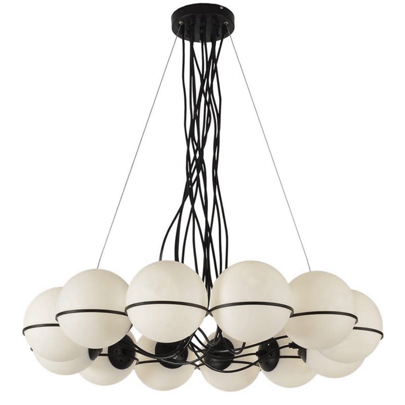 Люстра Gino Sarfatti Model 2109 12 Lamp Черный Прозрачный белый Люстра Gino Sarfatti Model 2109 12 Lamp Черный Прозрачный белый в Волгограде | Loft Concept