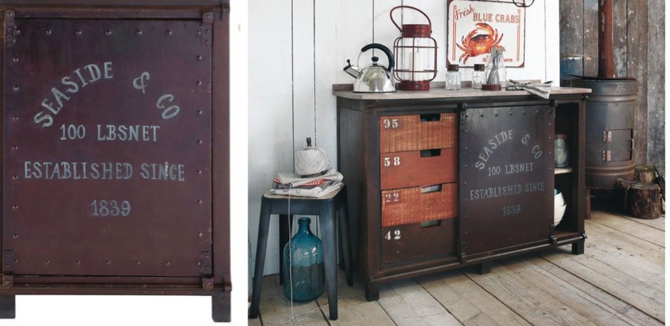 Буфет металлический с деревянными ящиками Industrial Rust Iron Buffet - Loft-Concept в Волгограде