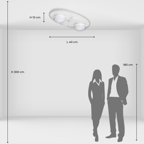 Потолочный светильник овальной формы белого цвета с 4-мя лампами Lunar Pebbles в Волгограде