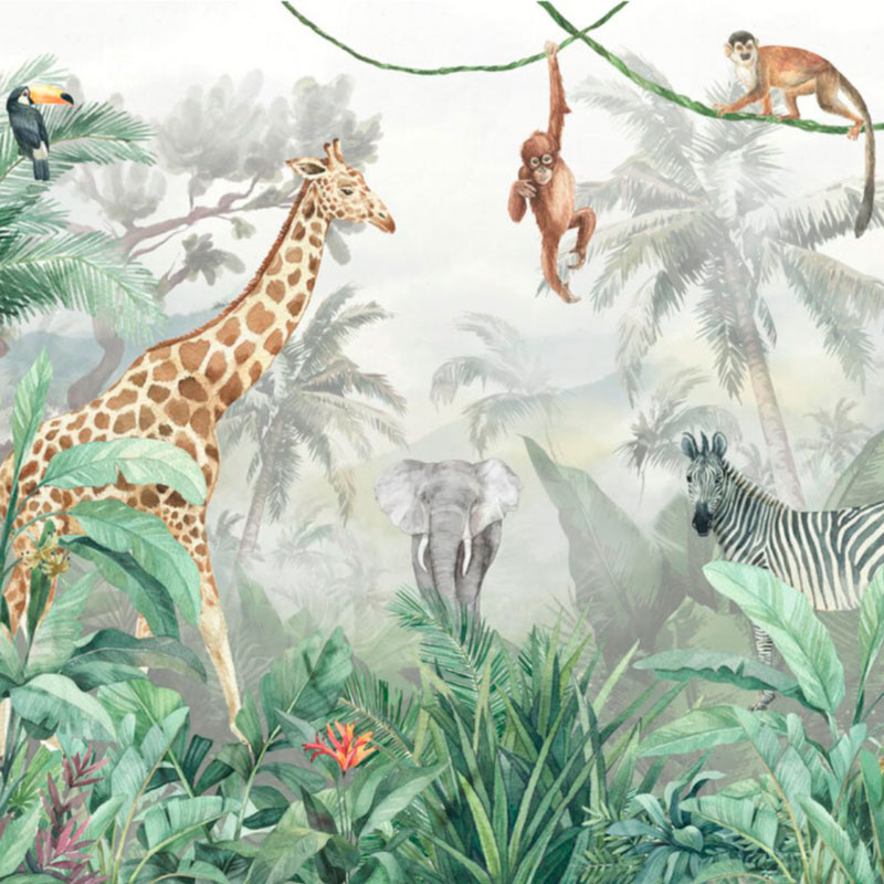 Обои ручная роспись Jungle Friends II  в Волгограде | Loft Concept 