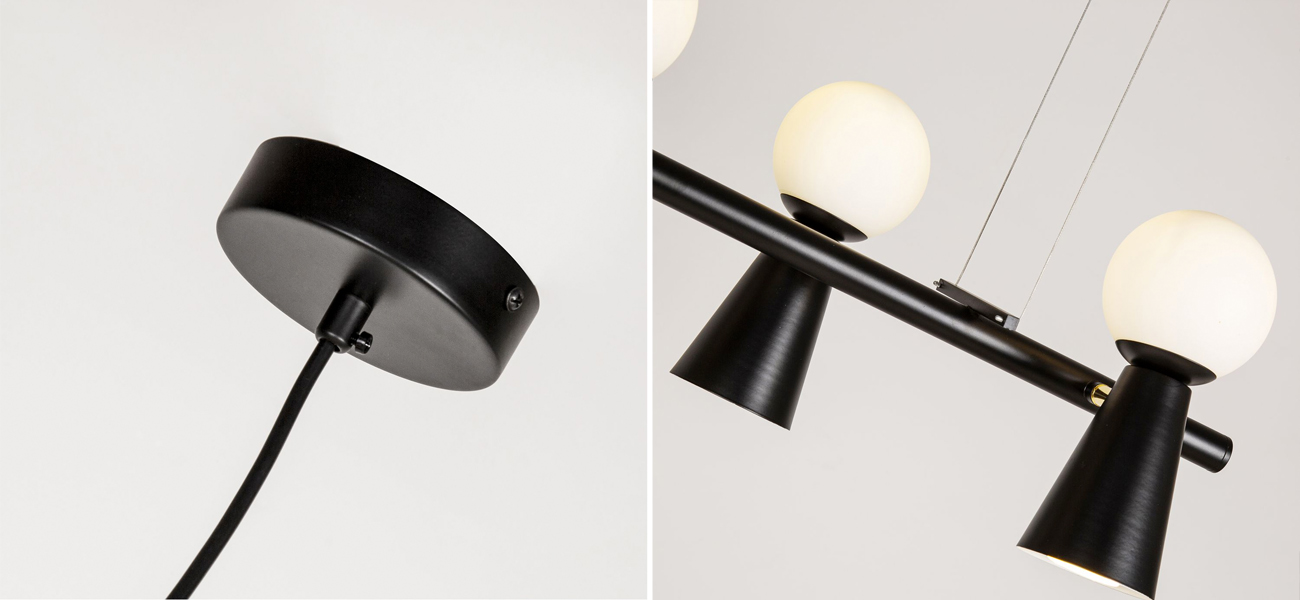 Черная люстра с поворотными плафонами 10 ламп KLAXONS - фото №1