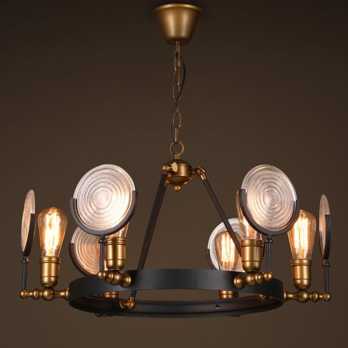 Люстра GASLIGHT LENS Chandelier 6 Черный Люстра GASLIGHT LENS Chandelier 6 Черный в Волгограде | Loft Concept