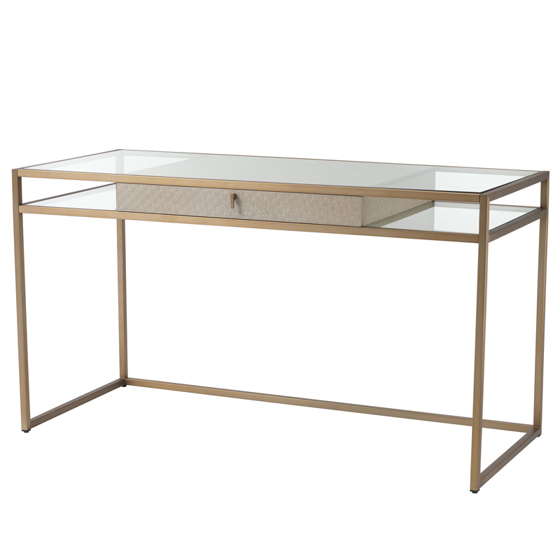 Рабочий стол Eichholtz Desk Napa Valley oak Матовая латунь Бежевый Прозрачный Рабочий стол Eichholtz Desk Napa Valley oak Матовая латунь Бежевый Прозрачный в Волгограде | Loft Concept