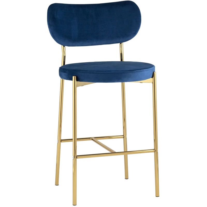 Барный Стул Alfie Chair Золотые ножки Синий Велюр Синий Золотой в Волгограде | Loft Concept 