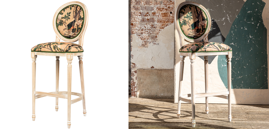 Барный стул Beige and Green Chinoiserie Bar Stool Барный стул Beige and Green Chinoiserie Bar Stool - Loft-Concept в Волгограде