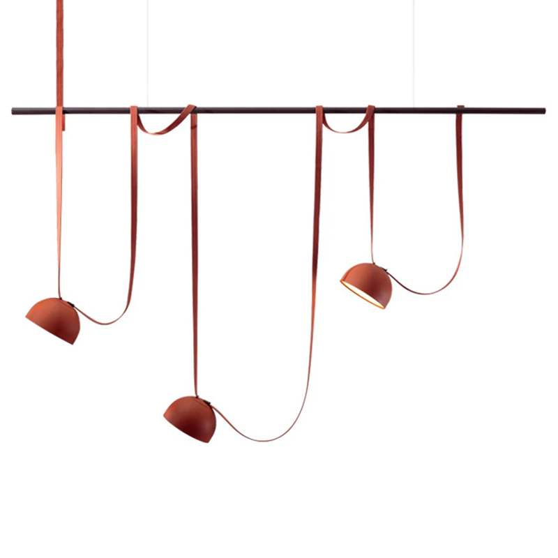 Vibia PLUSMINUS комбинация подвесных светодиодных светильников c красными абажурами на черной рейке с текстильными ремнями Красный Черный Vibia PLUSMINUS комбинация подвесных светодиодных светильников c красными абажурами на черной рейке с текстильными ремнями Красный Черный в Волгограде | Loft Concept