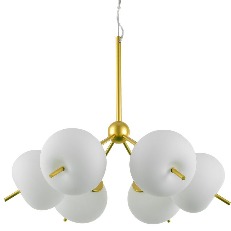 Люстра White ball brass Louise 6 Белое матовое стекло Латунь Люстра White ball brass Louise 6 Белое матовое стекло Латунь в Волгограде | Loft Concept