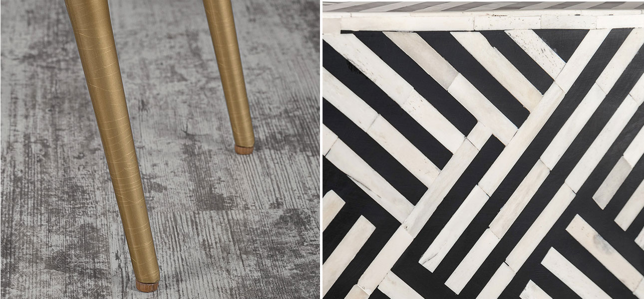 Комод черный инкрустация костью Rhombus Black - фото