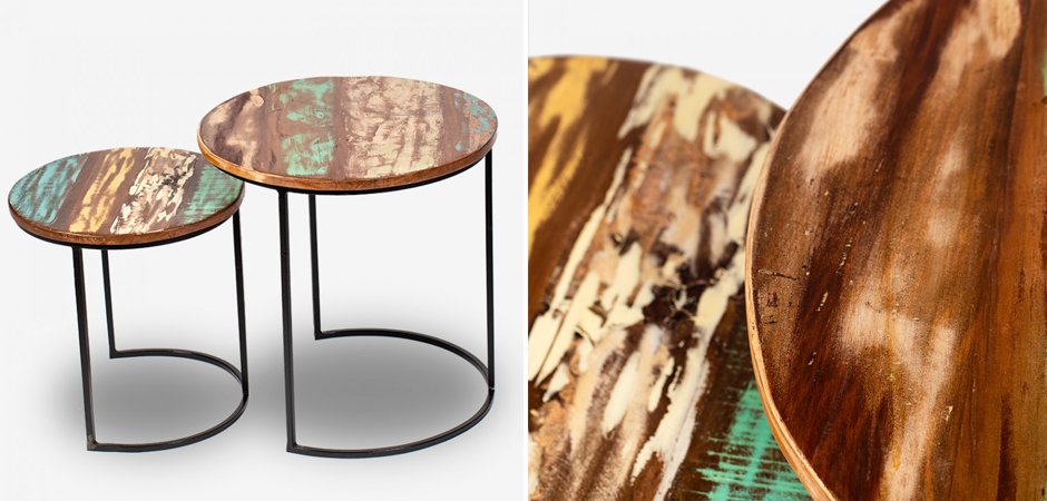 Набор приставных столиков Antique Wood Side Table Набор приставных столиков Antique Wood Side Table - Loft-Concept в Волгограде